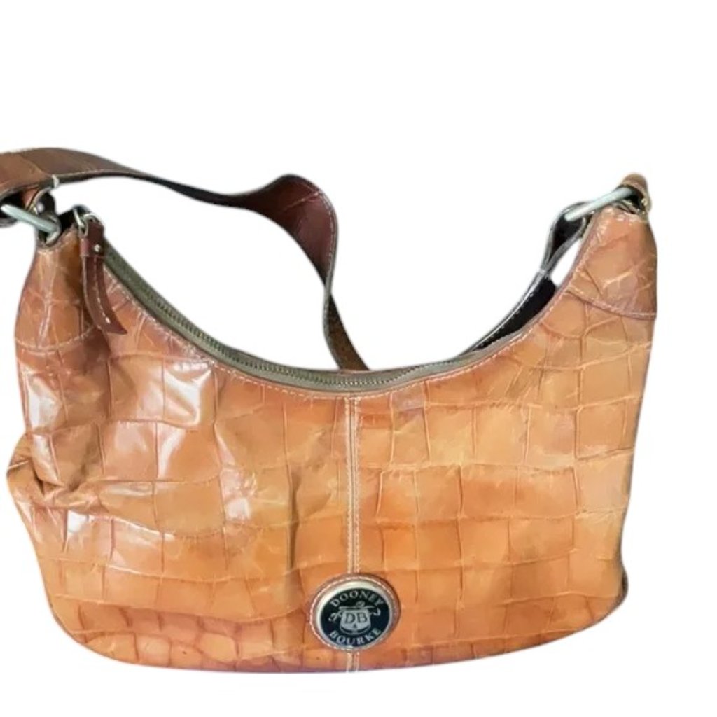 Dooney And Bourke Vintage Embossed Leather Reptile Print Handbag